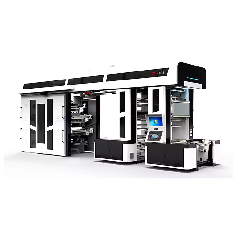 Flexografiska tryckpressar i 8 färger anpassade för utskrift av shoppingväskor